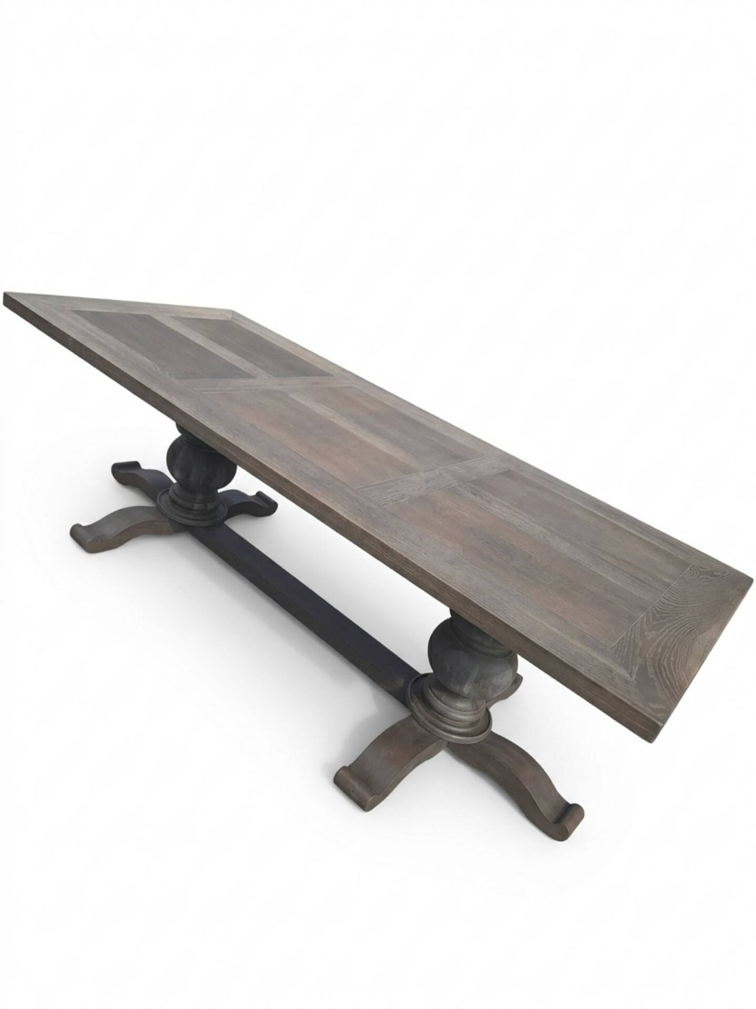 Table de ferme en chêne patiné gris