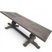 Table de ferme en chêne patiné gris