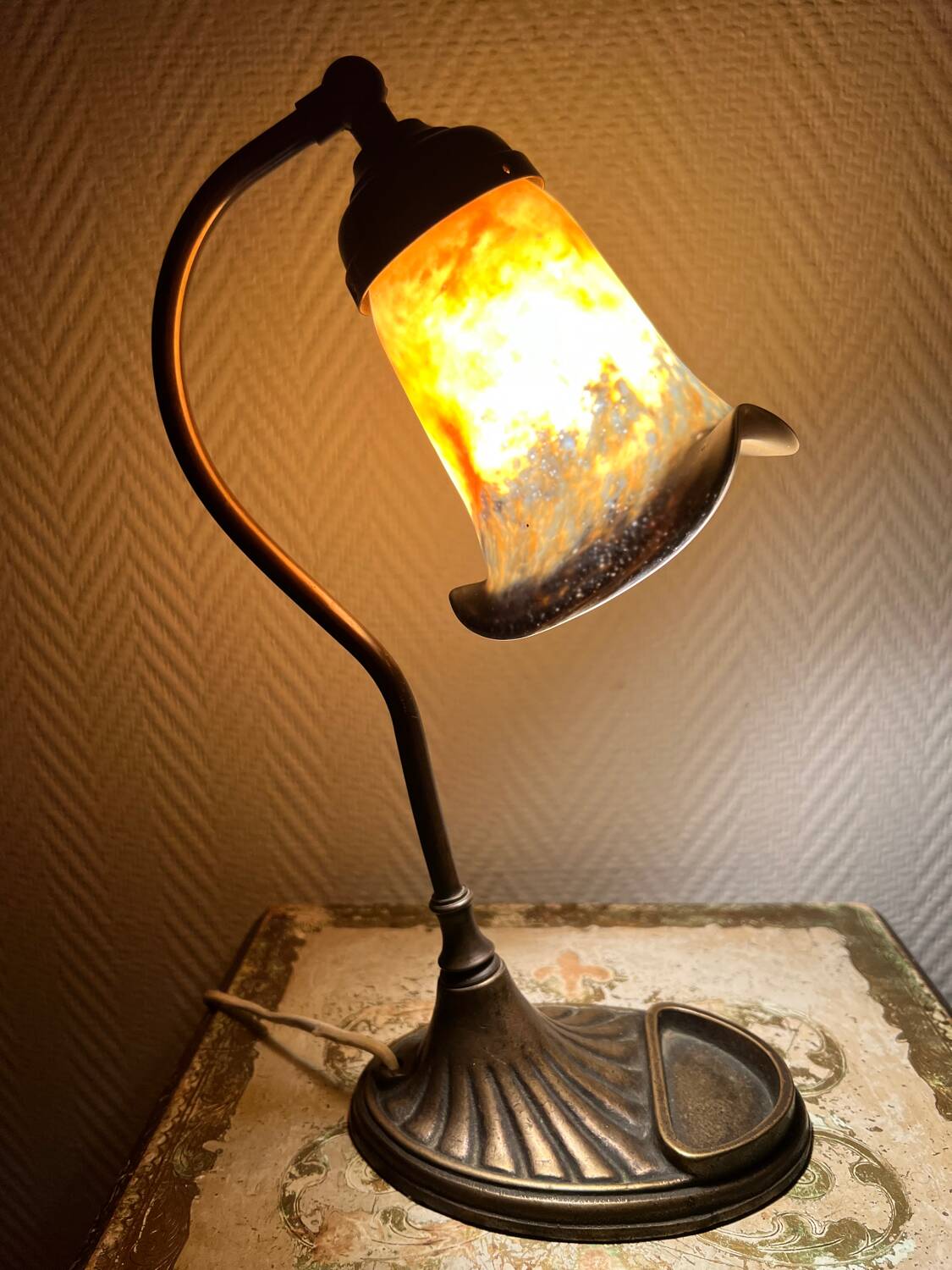 Adjustable table lamp in glass paste, 1960s