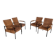 Rattan wicker and iron lounge chairs, set of 4