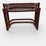 Vintage nesting tables in rattan and smoked glass by Flecht-Atelier Schütz.