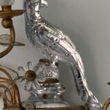 Pair of parrot crystal or parakeet wall sconces Maison Baguès 1950
