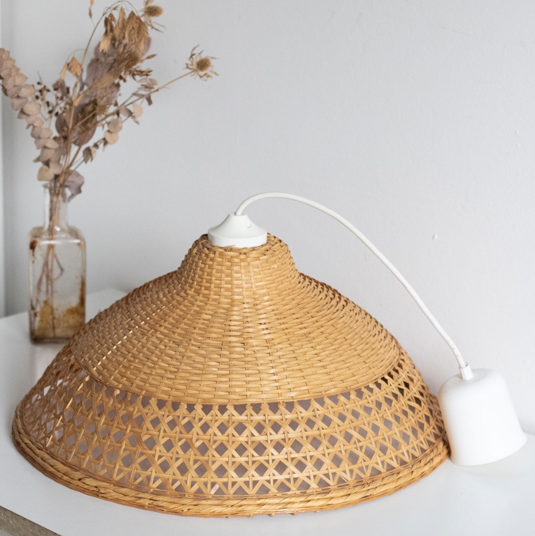 Vintage rattan wicker pendant lamp