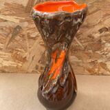 Antique vase vallauris ceramic art brown orange vintage