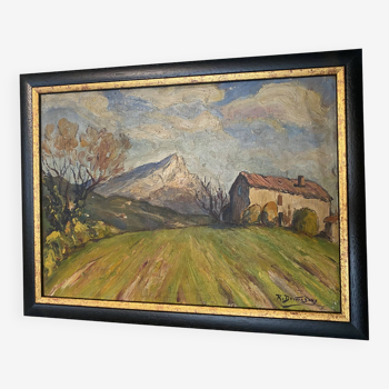 Tableau ancien provencal Sainte Victoire