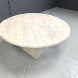 Round travertine coffee table, 1970s