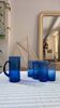 Service of blue blown glass lemonade, dotted pattern.