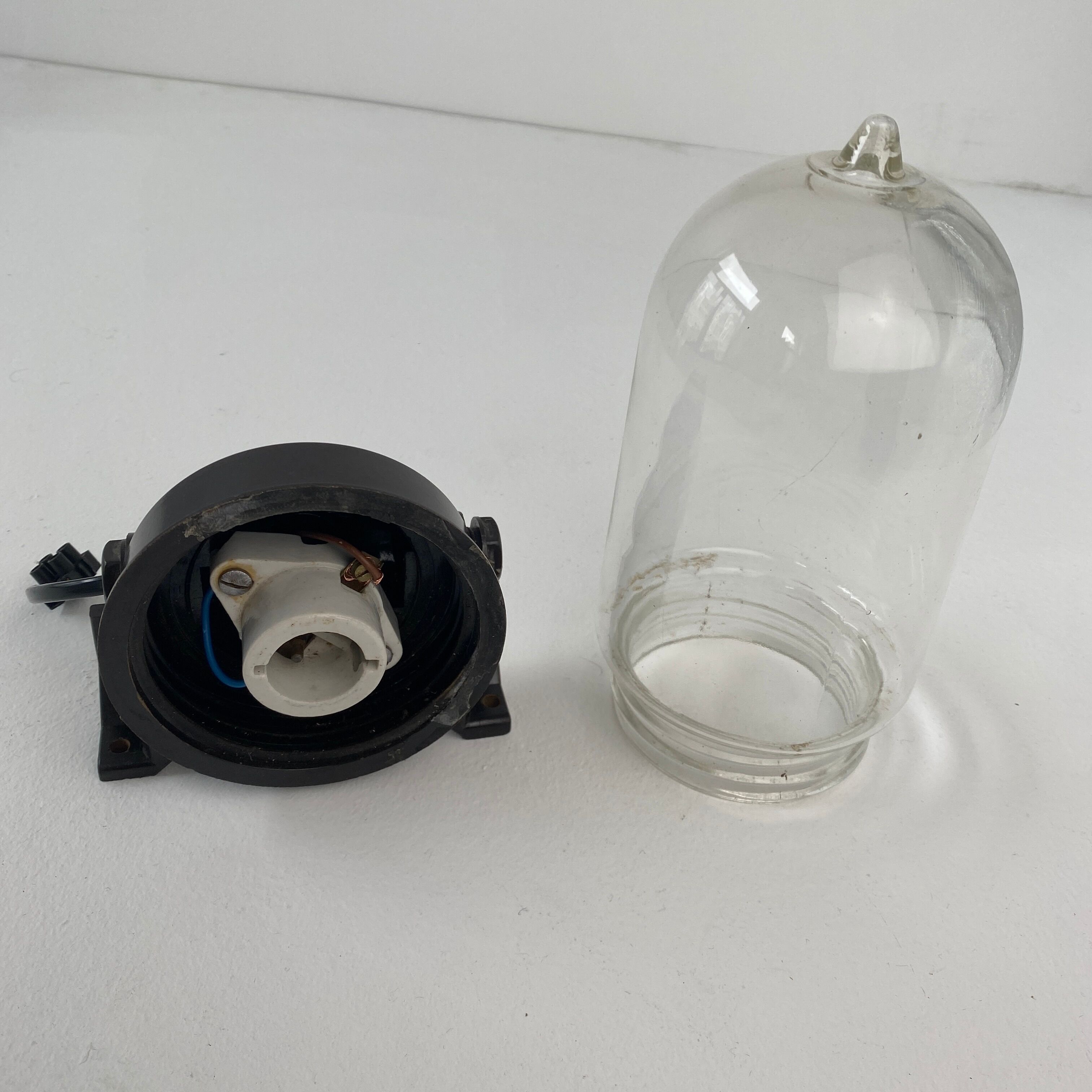 Glass wall lamp and vintage bakelite