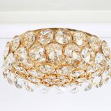 Chandelier in gilded brass and crystal glass inlaid by Palwa, Germany, 1970s.