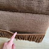 Large brown velvet pouf