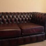 Burgundy leather chesterfield sofa two seater