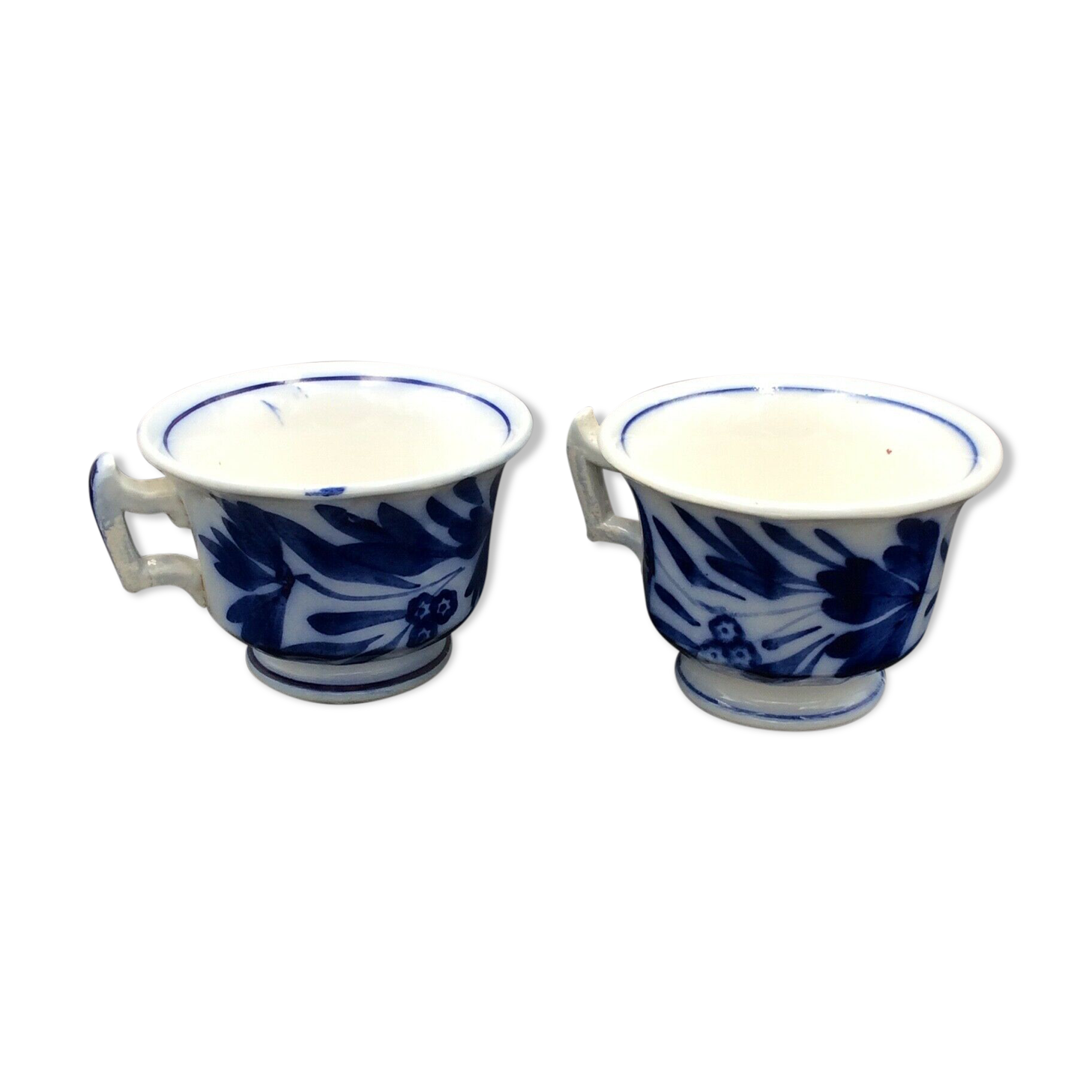 2 cups of café sarreguemines and digoin décor fleuri bleu