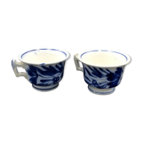 2 cups of café sarreguemines and digoin décor fleuri bleu