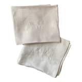 6 towels XIXth s linen and damask silk A M