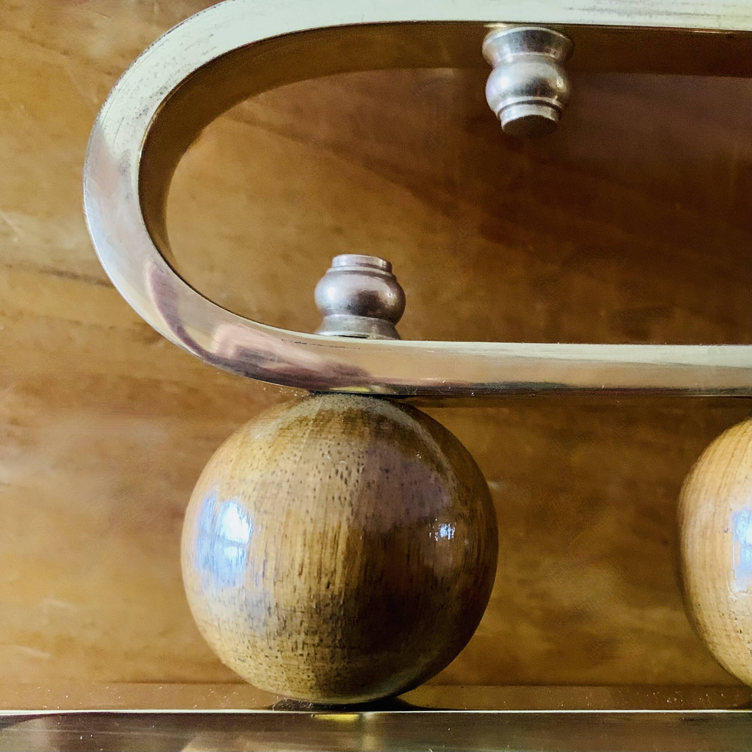 Pair of Art Deco candlesticks in gilded brass and wood