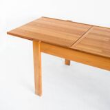 Ensemble table extensible et  4 chaises au design rationaliste en bois d'orme massif. France, 70's