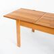 Extendable table and 4 chairs set with a rationalist design in solid elm wood. France, 70's