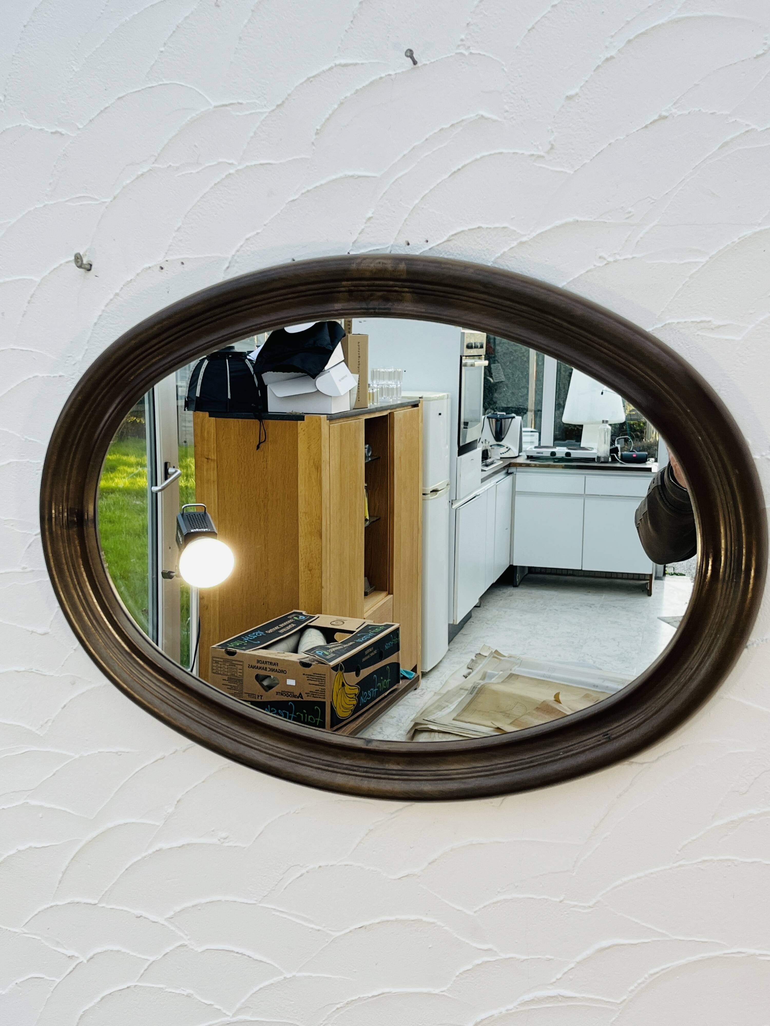 Vintage oval mirror Syla model 920 from the 1970s.