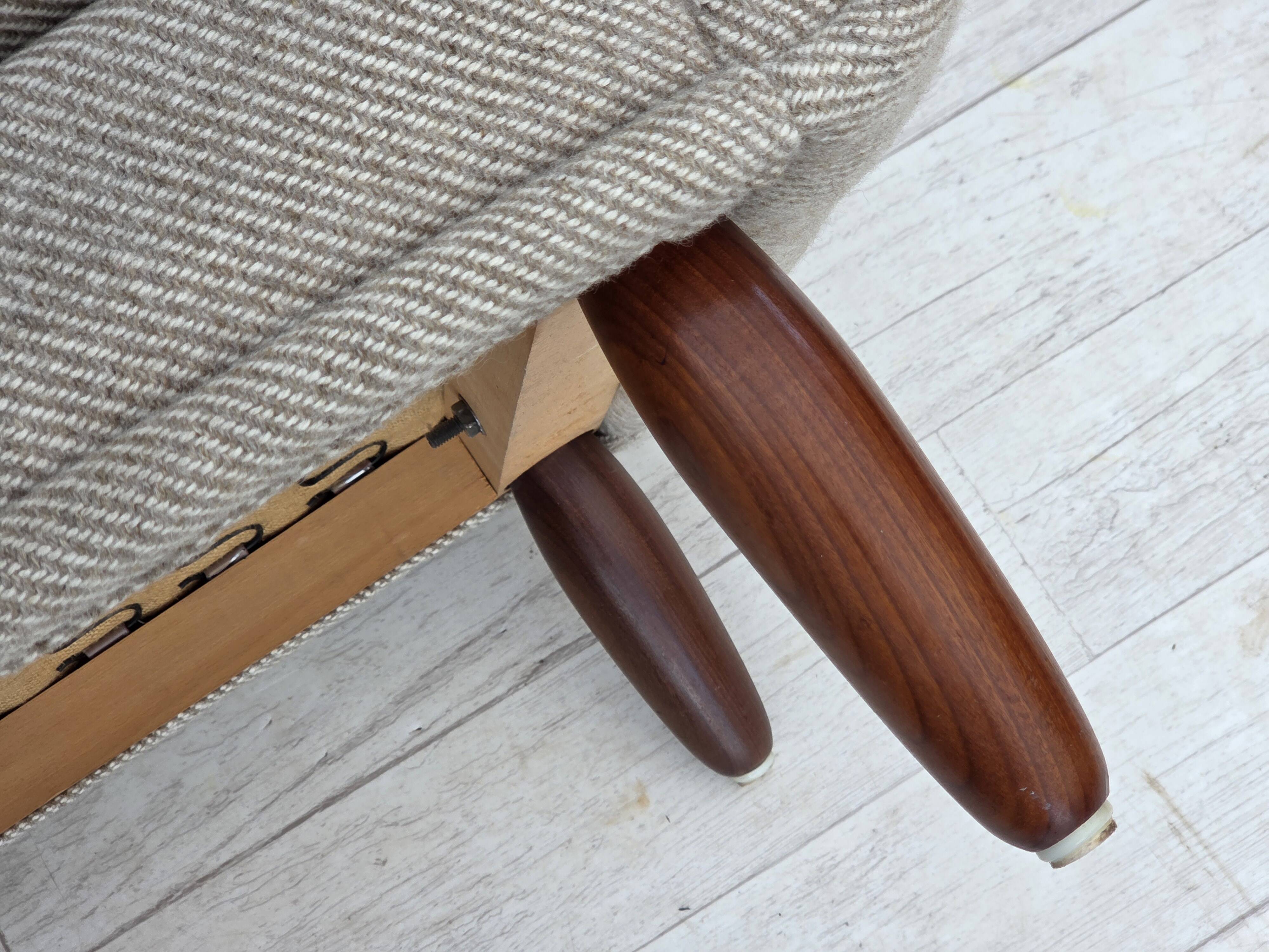 1960s, Danish design by Kurt Østervig, armchair model 61, wool, teak.