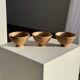 Set of 3 vintage mini bowls on foot, stoneware on pedestal H9 D10.