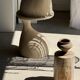 Small side table in white, grey, beige petrified wood H28 D18 - 3330