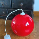 Hanging lamp year 70 in red opaline