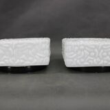 1970s Pair of Milky Glass Square Ceiling Lights, Czechoslovakia