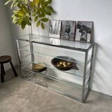 Pair of chrome and glass shelves from the 70s