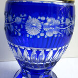 White blue, chiseled, cut overlay crystal vase Saint Louis