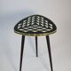 4 x side table retro, kidney shaped L, triangular high, black/white