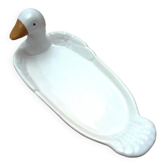 Canard plat en porcelaine blanche