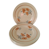 Set of 6 vintage orange and blue floral plates – 1950s