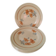 Set of 6 vintage orange and blue floral plates – 1950s