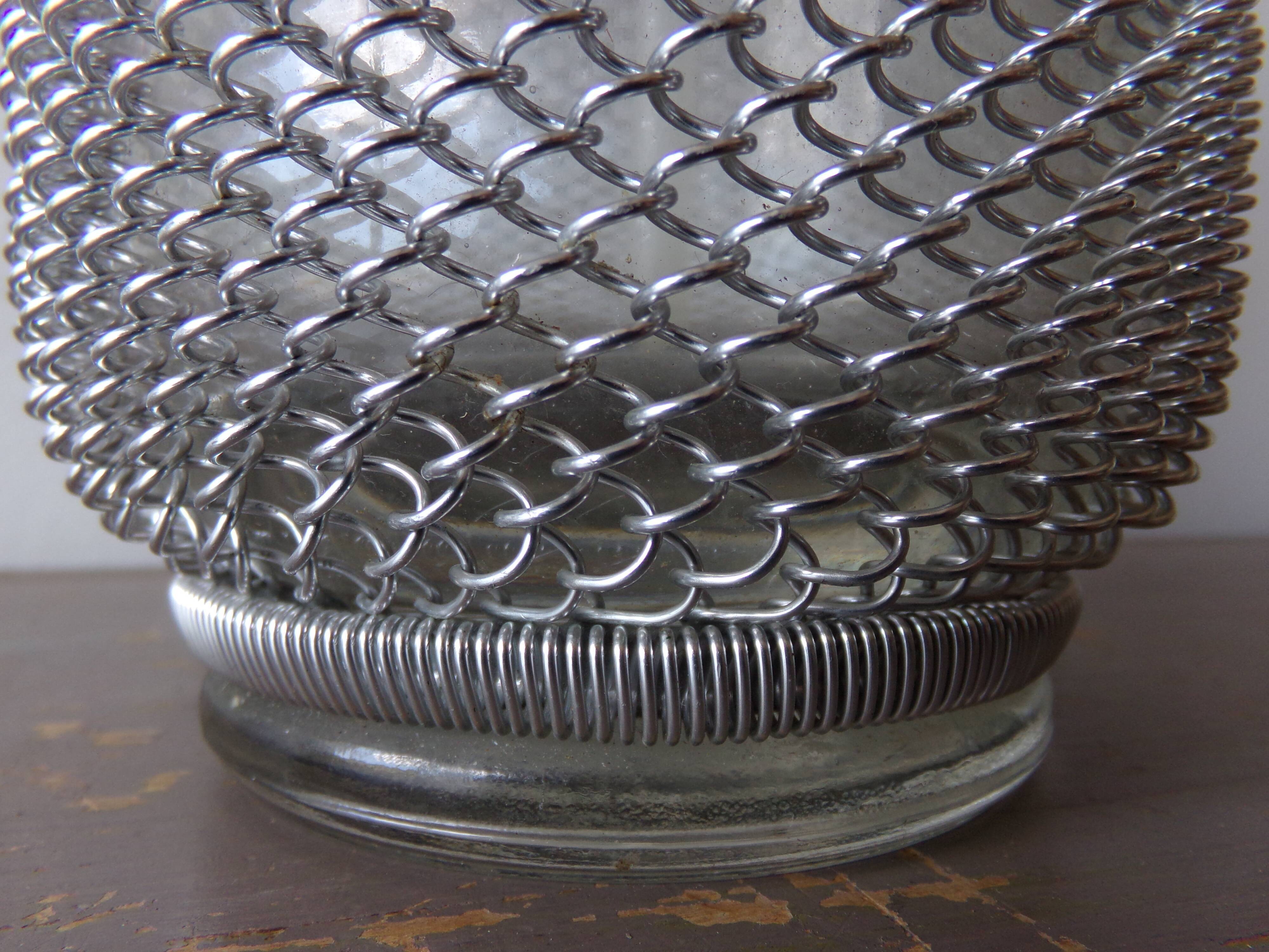 Glass Siphon and Braided Steel Mesh - Made in Czechoslovakia