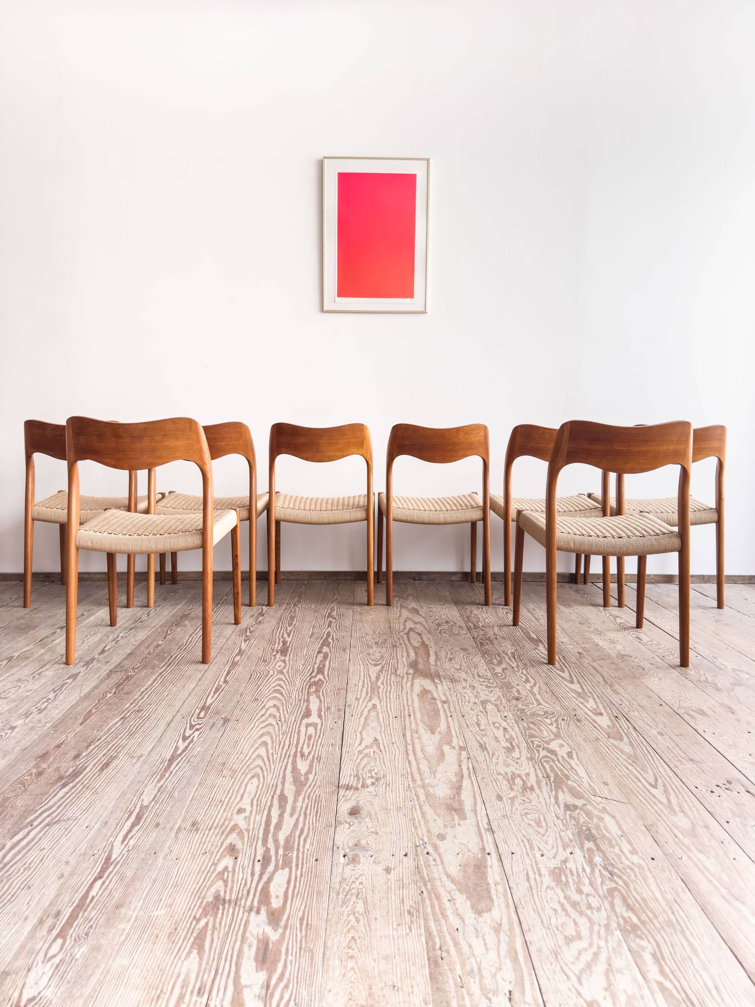Lot de 8 chaises de salle à manger modèle 71 en teck par Niels O. Møller