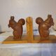 Vintage hand-carved wooden squirrel bookend