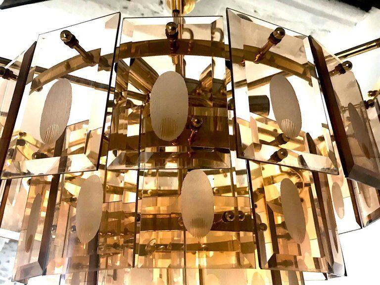Chandelier framework Fontana Arte Murano 1970 Crystal