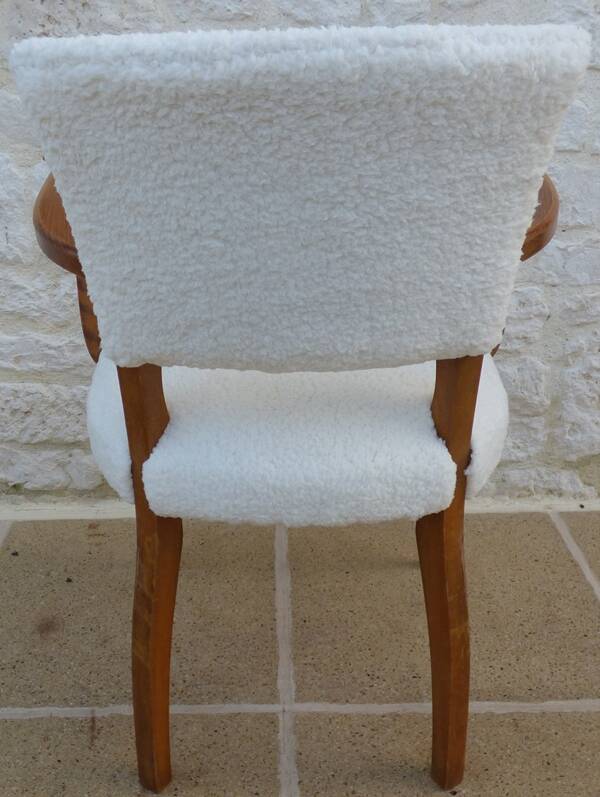 Chic Art Deco bridge chair from the 1950s, fully restored and hand-stitched