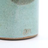 Blue vase with abstract ceramic decor by Jean Cacheleux