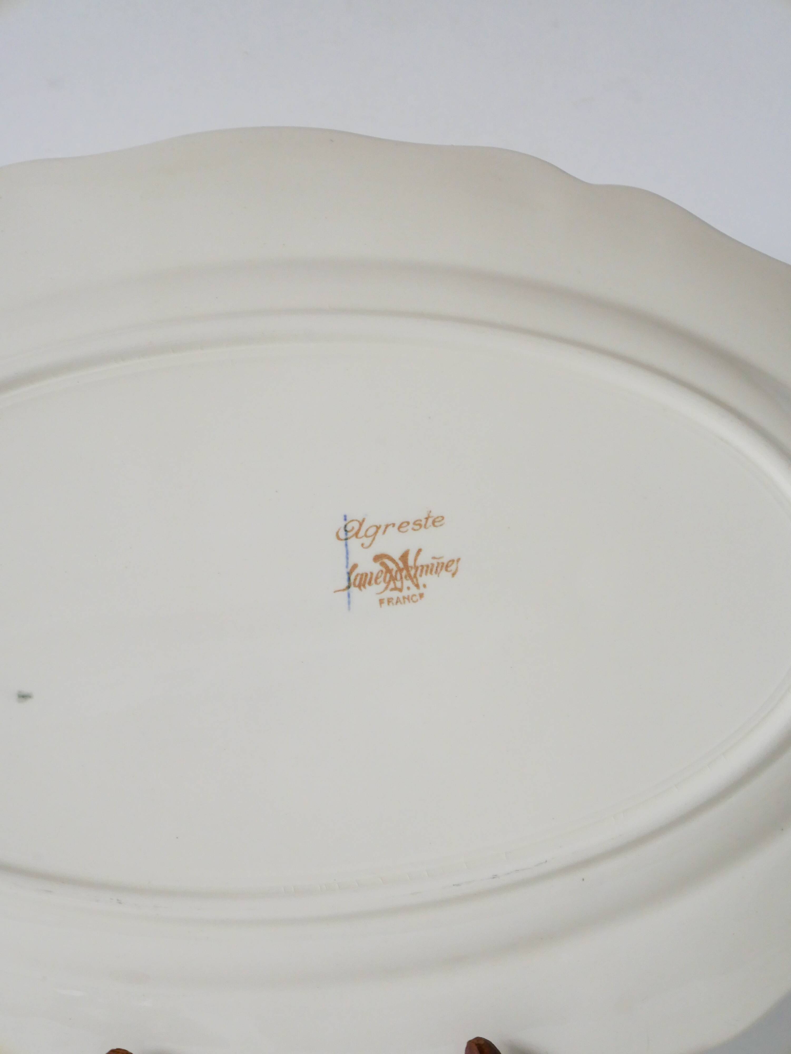 oval dish Digoin Sarreguemines model Agreste, 1960
