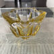 Vintage empty pocket ashtray in yellow chiseled glass or crystal