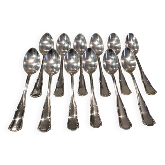 12 silver-plated metal teaspoons, Ercuis Valencay silversmith, 14.3cm