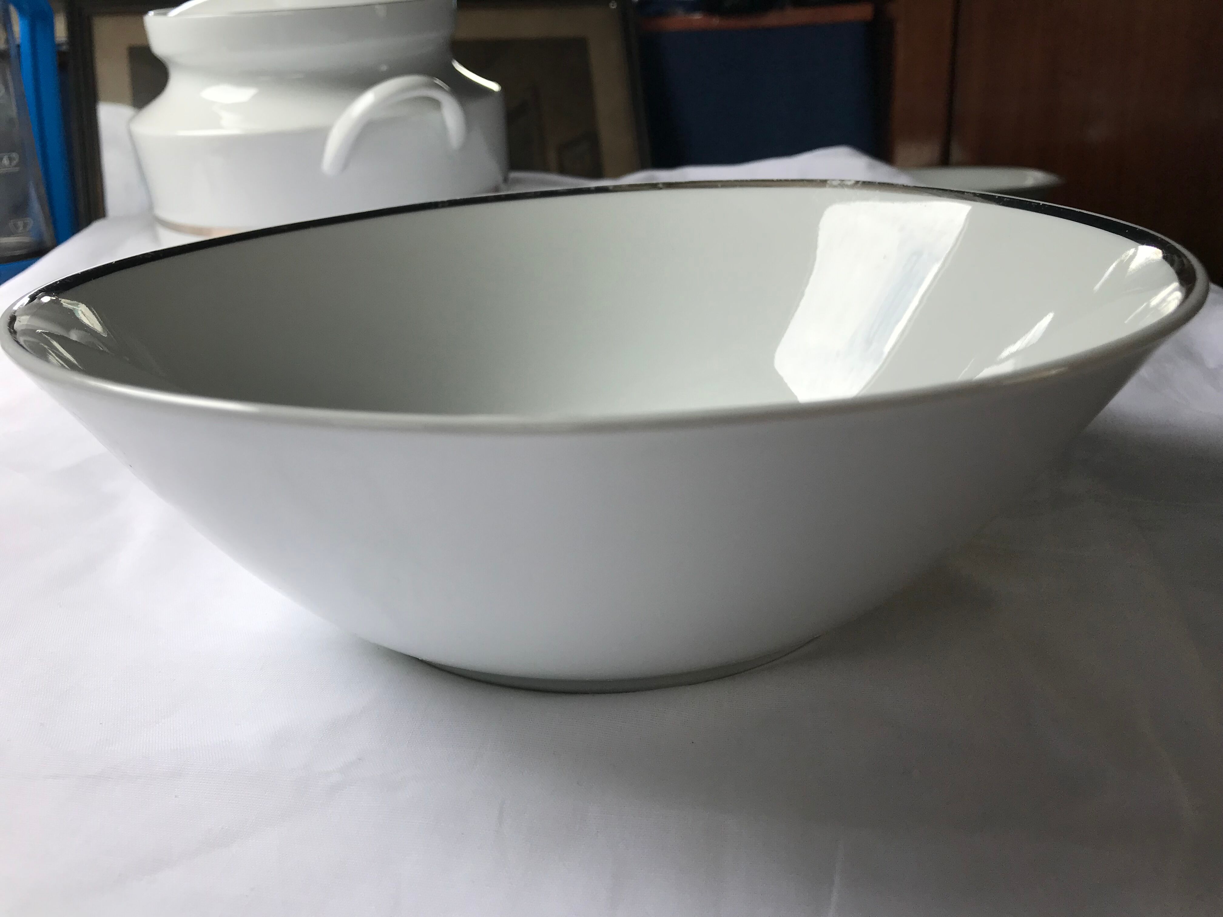 Bavaria salad bowl with hand-painted silver border