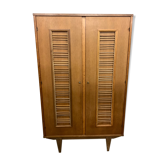 Armoire vintage chêne et rotin 1960