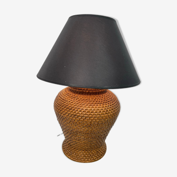 Lampe en rotin tressé vintage 60