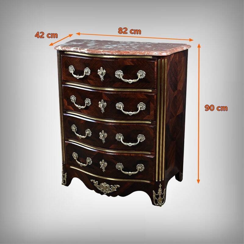 Commode en Marqueterie de Palissandre, style Régence, époque Napoléon III –