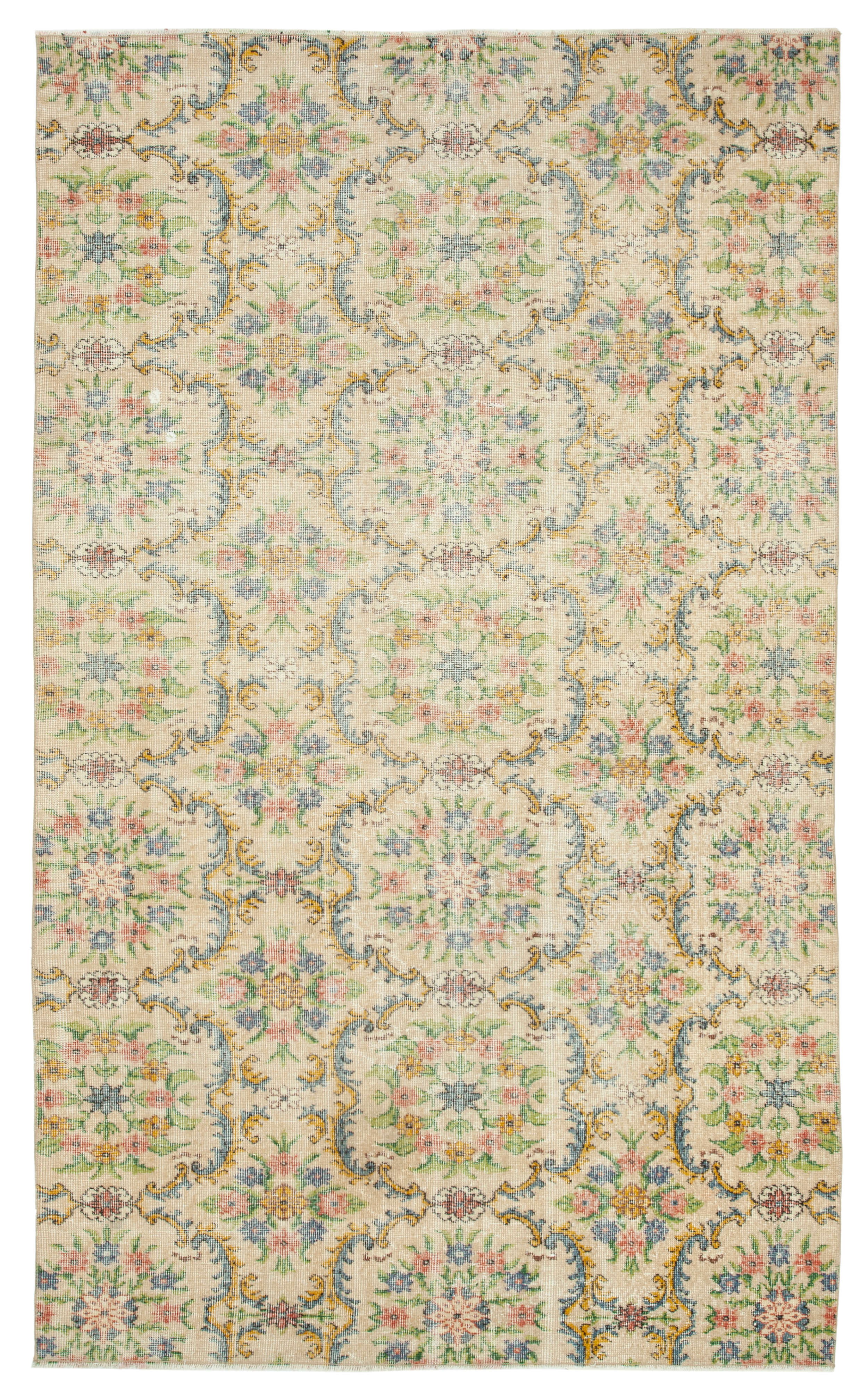 Oriental handmade rustic 1970s beige carpet 161 cm x 267 cm