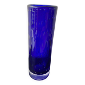 Vintage Scandinavian cobalt blue bubble glass vase from the brand.