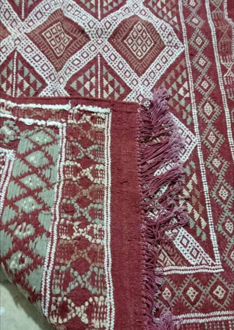 Brown margoum rug hand-woven in natural wool
