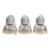 Set of 3 industrial pendants RZB Holophane glass - 1990s
